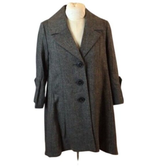 CAbi Brown Swing Coat Asymmetrical Hem Jacket Size 8 - Picture 1 of 6